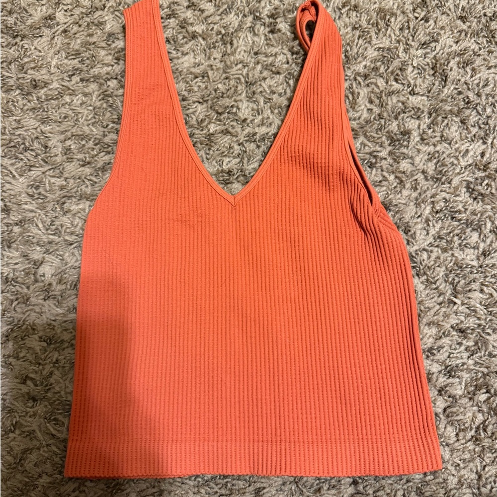 Ribbed Orange Tank Top